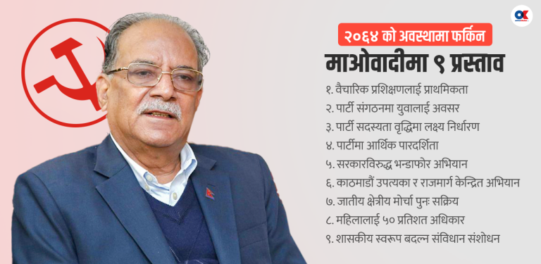 ०६४ को अवस्थामा फर्किन प्रचण्डका ९ प्रस्ताव