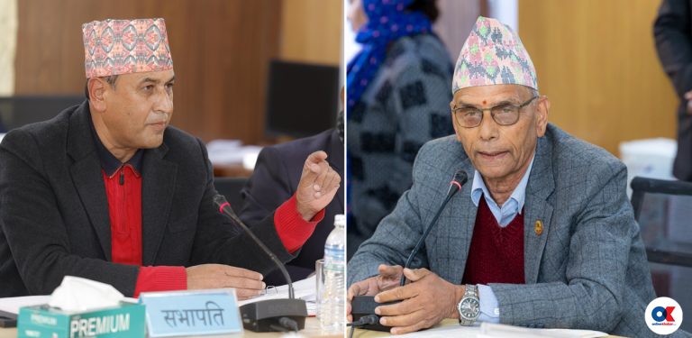 राज्यव्यवस्था समिति सभापति रामहरि खतिवडासँग हृदयराम थानीको नोकझोक