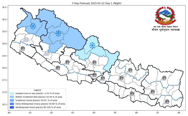 तराईमा हुस्सु, सुदूरपश्चिम, कर्णाली र गण्डकीमा हिमपातको सम्भावना