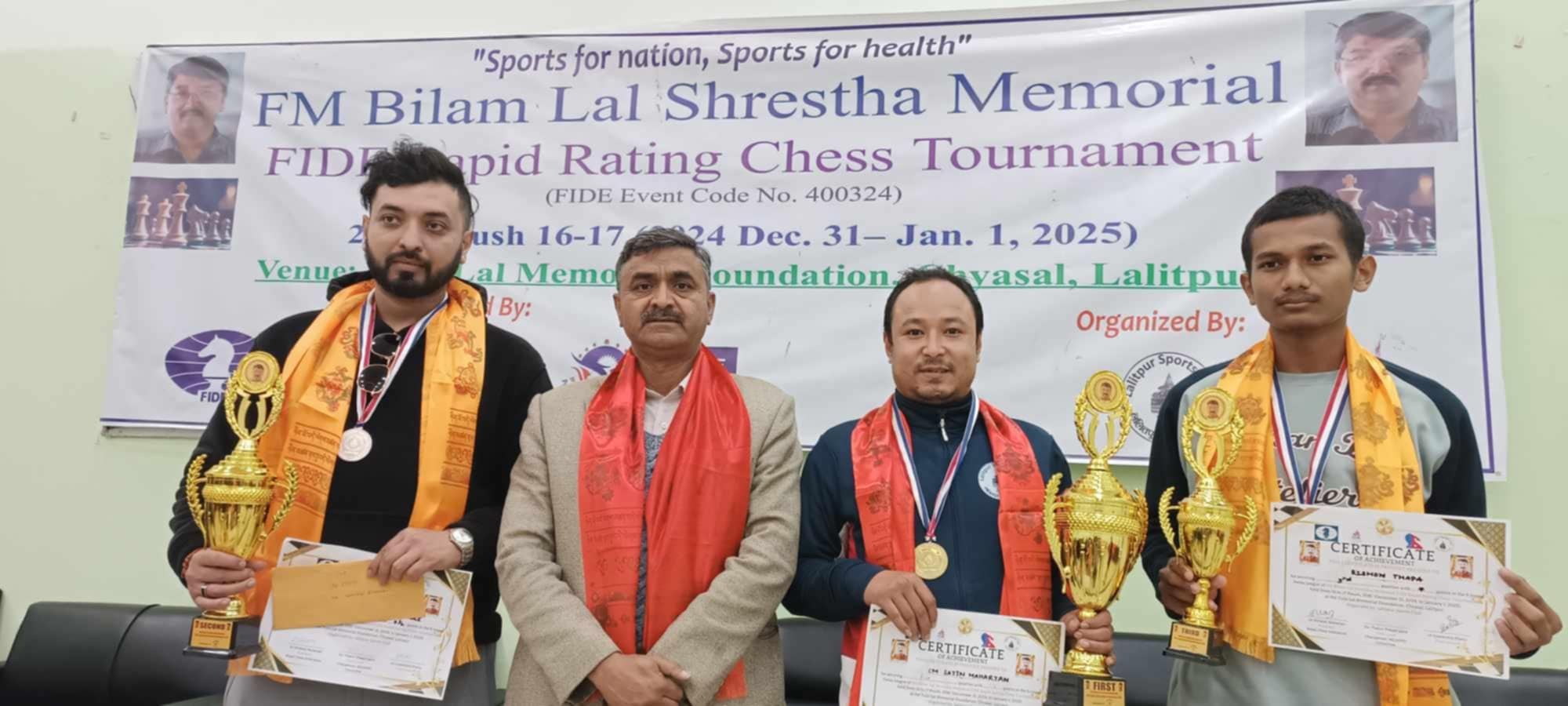 ललितपुरका सजिन महर्जनले जिते बिलम लाल स्मृति चेसको उपाधि