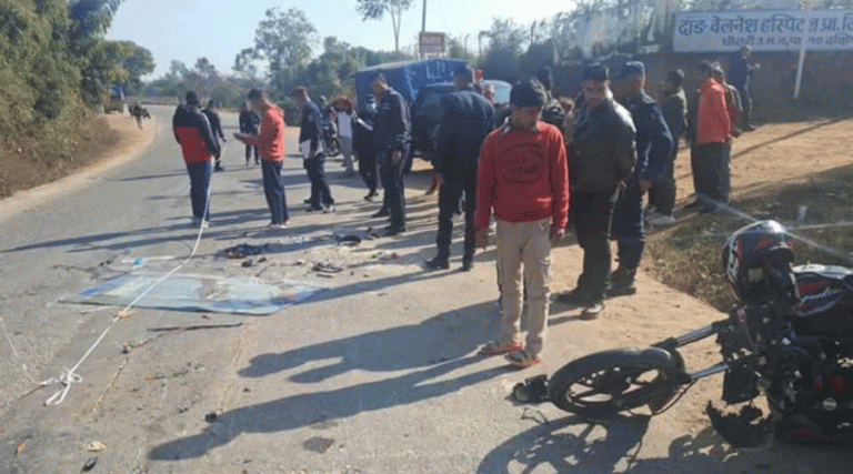 दाङमा मोटरसाइकल दुर्घटना हुँदा २ जना घाइते
