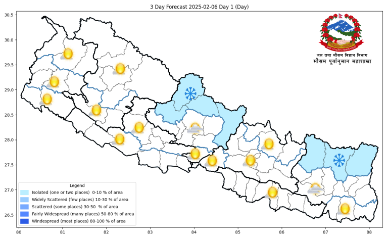 यस्तो छ आजको मौसम, कुन प्रदेशमा कस्तो ?