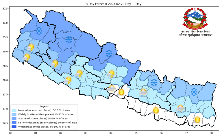 आज देशैभर बदली, मधेशबाहेक सबै प्रदेशमा पानी पर्ने सम्भावना 