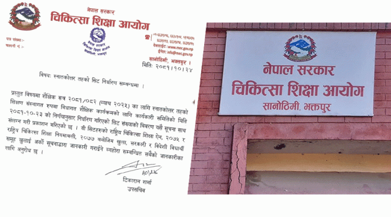 चिकित्सा शिक्षा स्नातकोत्तर तहको सिट निर्धारण, कुन कलेजलाई कति ? (सूचीसहित)