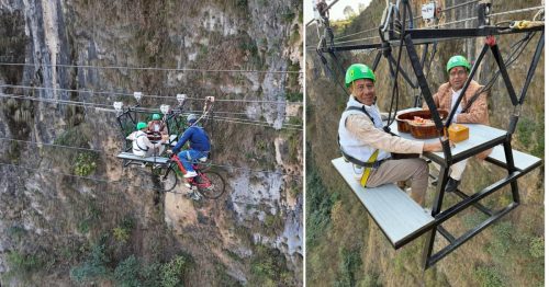 कालीगण्डकी खोंचमा झुण्डिएको स्काइ क्याफेमा पर्यटनमन्त्री पाण्डे