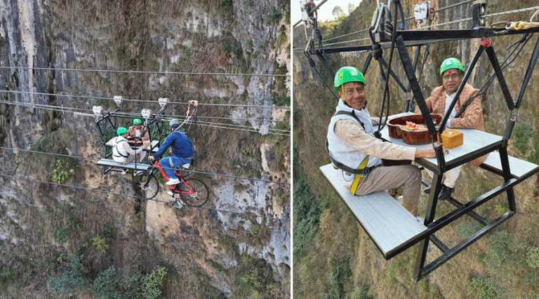 कालीगण्डकी खोँचमाथि स्काई क्याफेमा पर्यटनमन्त्री पाण्डे