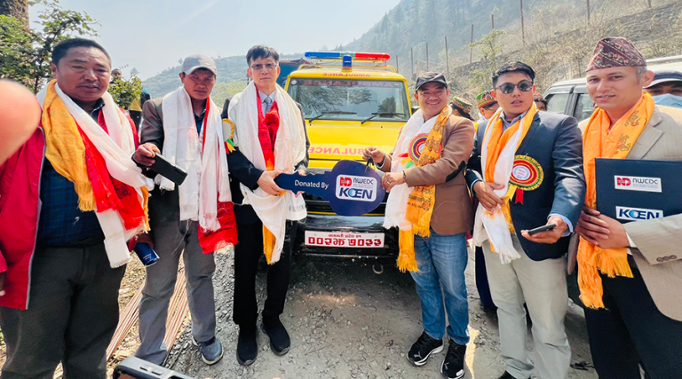 माथिल्लो त्रिशूली–१ जलविद्युत् आयोजना प्रभावित गाउँपालिकालाई एम्बुलेन्स प्रदान