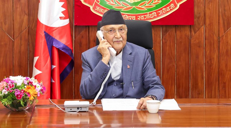 भारतीय प्रधानमन्त्री मोदीसँग ओलीले गरे टेलिफोन संवाद