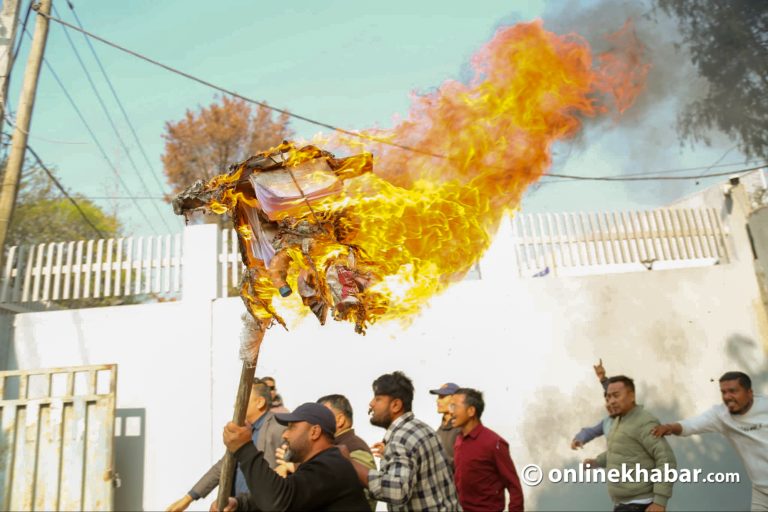 कुलमानलाई हटाएको विरोधमा ऊर्जामन्त्रीको पुत्लादहन