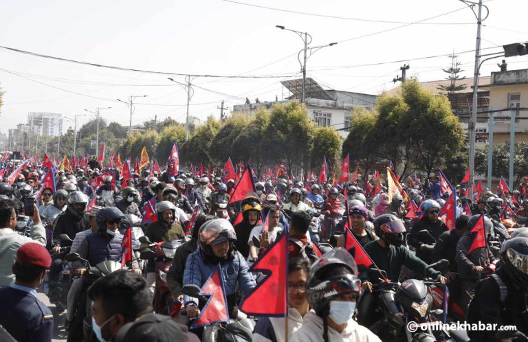 काठमाडौंमा राप्रपाको मोटरसाइकल र्‍याली