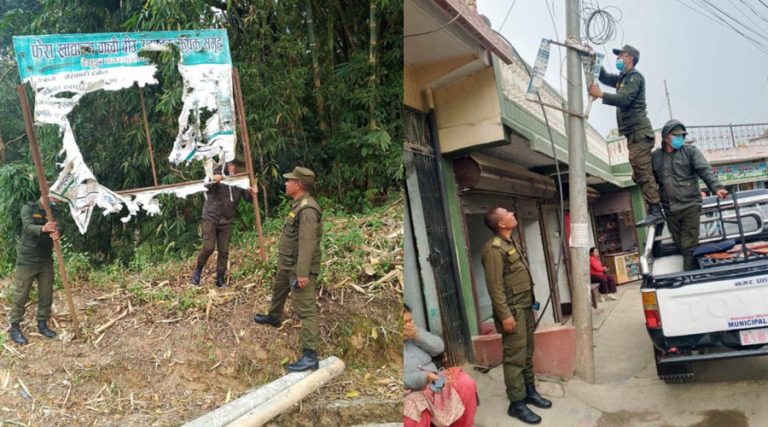 गुल्मीको रेसुङ्गा नगरले बजारका जीर्ण बोर्ड हटायो