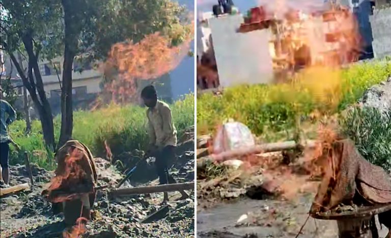 ललितपुरको टीकाथलीमा बोरिङ गर्ने क्रममा आगोको ज्वाला निस्कियो