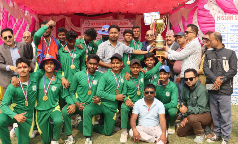 हिसान कोशी प्रदेश अन्तर कलेज क्रिकेटको उपाधि अरनिकोलाई
