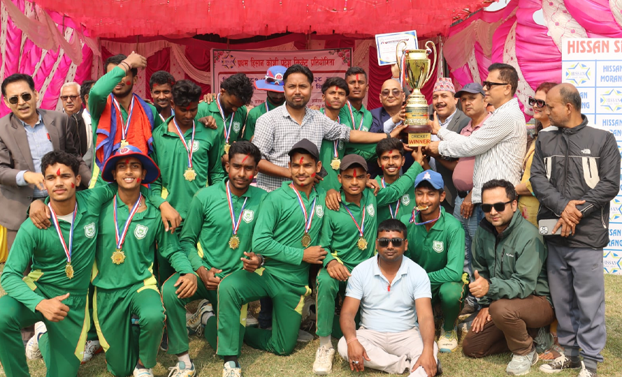 हिसान कोशी प्रदेश अन्तर कलेज क्रिकेटको उपाधि अरनिकोलाई
