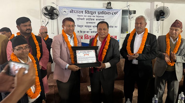 सडक बत्ती महसुल बक्यौता तिर्ने १३ पालिकालाई प्राधिकरणको सम्मान
