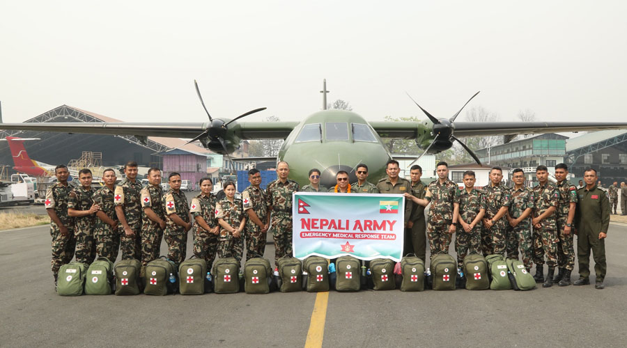 नेपाली सेनाको टोली म्यानमार प्रस्थान, करिब एक साता घाइतेको उपचारमा खटिने