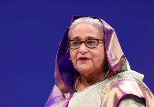 नेता कार्यकर्तालाई शेख हसिनाको सम्बोधन, भनिन्- युनुस सरकार वैध छैन