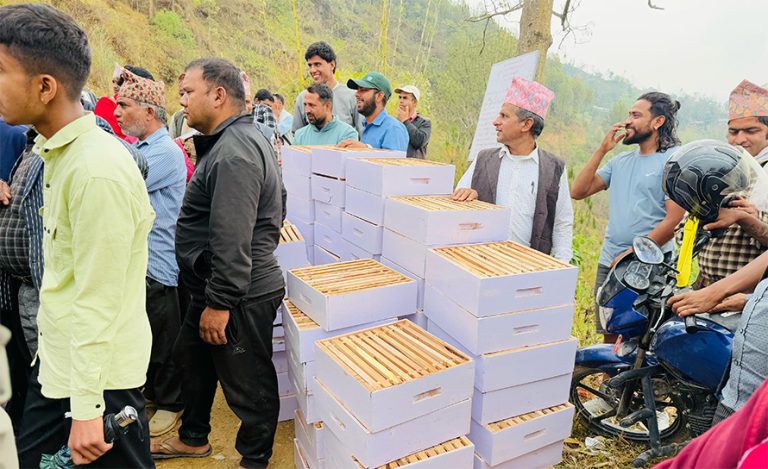 ढाकावाङका किसानलाई मौरी वितरण