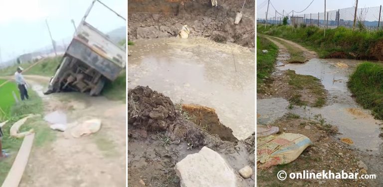 खाल्डोको पानी सुकाएर बाँस डुबाउँदा पनि भेटिएन बेपत्ता गाडी