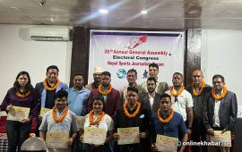 नेपाल खेलकुद पत्रकार मञ्चको अध्यक्षमा निरञ्जन अधिकारी