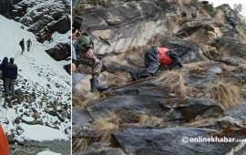 मनाङमा यार्सा टिप्न जाँदा बितेका आकाशको शव निकाल्न नसकेपछि उतै सत्गत