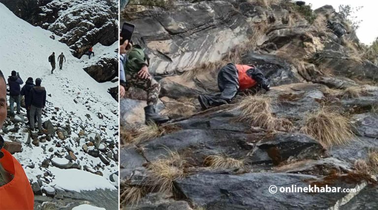 मनाङमा यार्सा टिप्न जाँदा बितेका आकाशको शव निकाल्न नसकेपछि उतै सत्गत