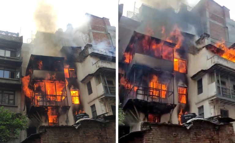 काठमाडौंको मखनटोलमा आगलागी, एक जनाको मृत्यु