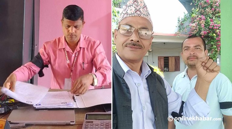 विद्यालय कर्मचारीको आन्दोलन जारी, कालोपट्टी बाँधेर काम गर्दै