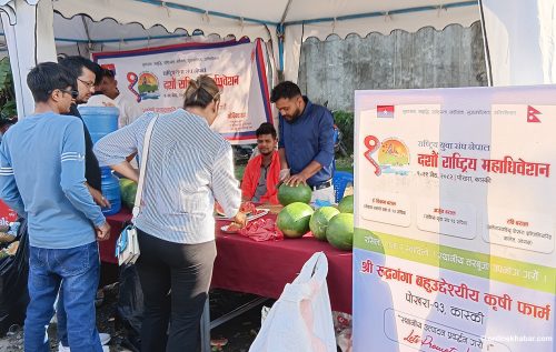 युवा संघको महाधिवेशनमा तरबुजा बेचिरहेका इन्जिनियर