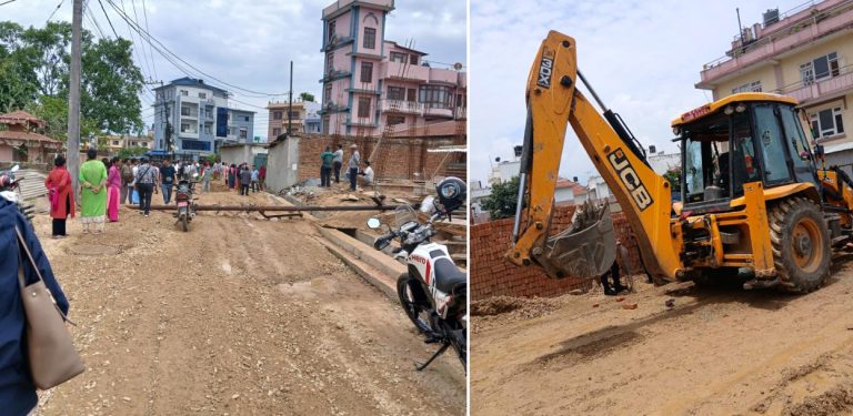 ललितपुरमा बाटो मर्मत गर्दा पोल ढलेर एक जनाको मृत्यु