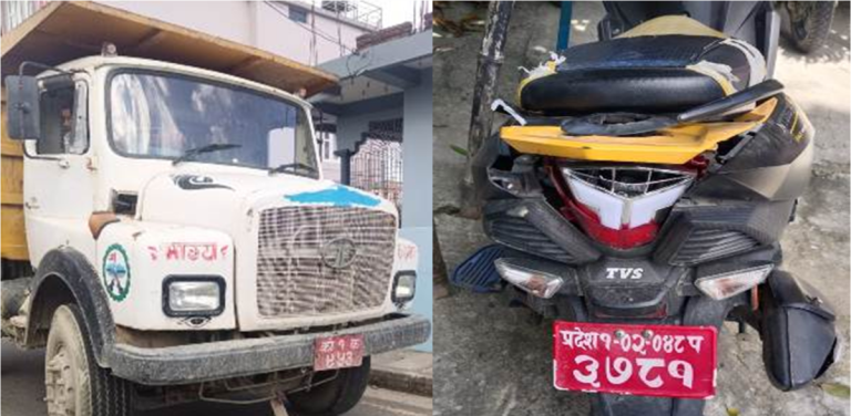 टिपरको ठक्करबाट स्कुटर यात्रुको मृत्यु