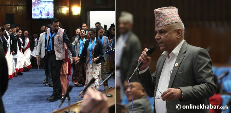 निलो रिबन लगाएर संसद् छिरेका रास्वपा सांसदलाई निष्कासन गर्न कांग्रेसको माग