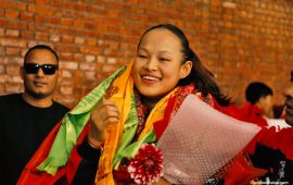 कांस्य पदक विजेता एरिका नेपाल आइपुगिन्, विमानस्थलमा भव्य स्वागत (तस्वीरहरू)