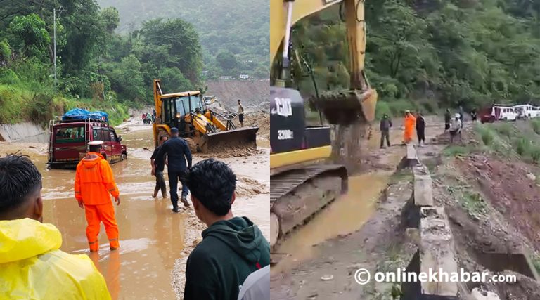 पहिरोले अवरुद्ध बीपी राजमार्ग एकतर्फी सञ्चालनमा 