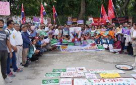 विकासशील देशको ऋण संकट र जलवायु न्यायको मागसहित प्रदर्शन