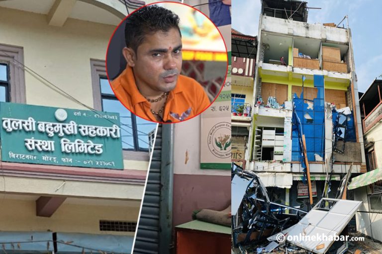 दमकमा तुलसी सहकारी भवनको छानो हुरीले उडायो