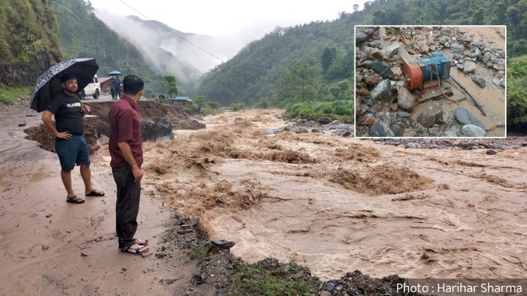 बागलुङमा कालुङ्खोला लघु जलविद्युत् आयोजनाको पावरहाउस बाढीले बगायो
