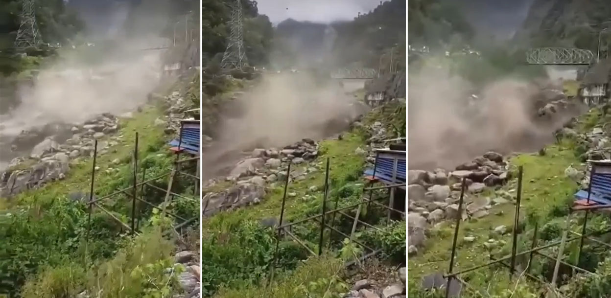दोलखाको गोङ्गर खोलामा लेदोसहितको बाढी (भिडिओ)