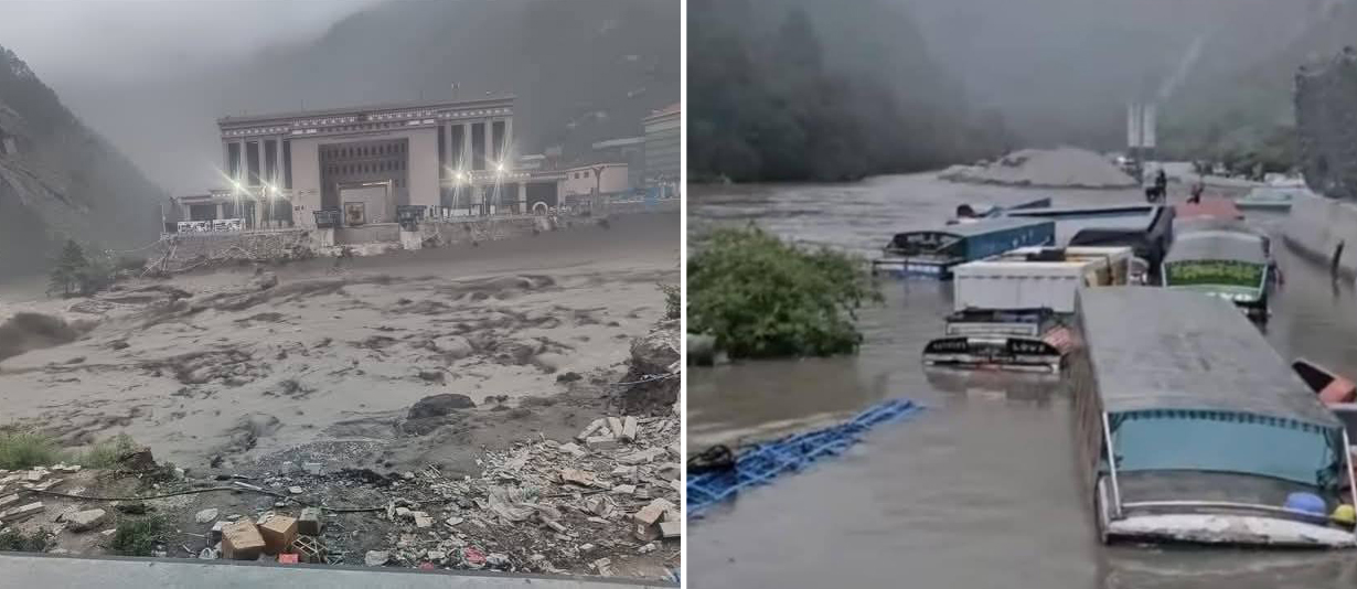 बाढीले रसुवागढी भन्सारका सामानमा क्षति
