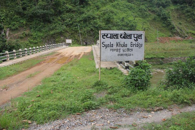 बर्खा लागेसँगै गुल्मीको ‘स्याला खोला’ पुलमा जोखिम