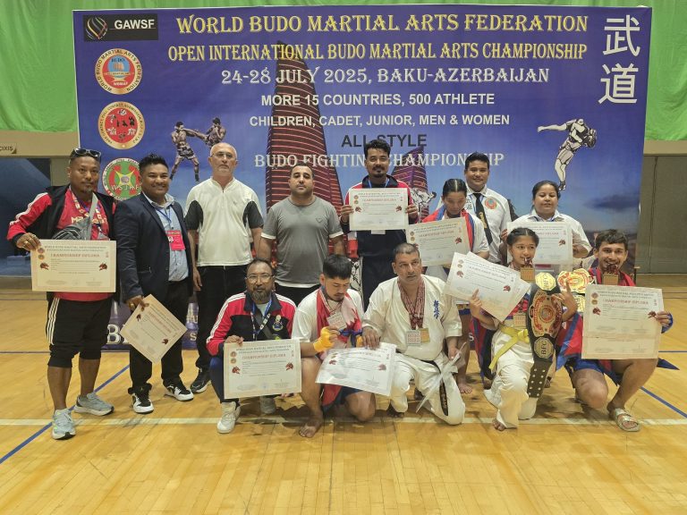 विश्व बुदो मार्सल आर्ट्स च्याम्पियनसिपमा नेपाललाई ८ स्वर्णसहित १० पदक