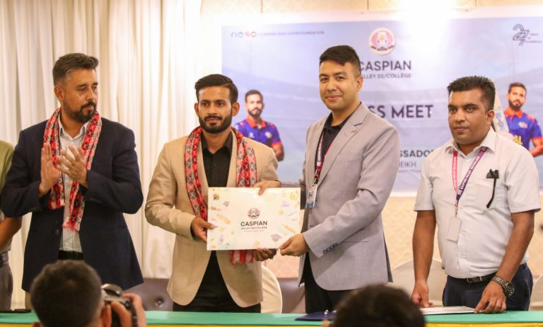 क्रिकेटर आरिफ शेख क्यास्पियन भ्याली कलेजको ब्रान्ड एम्बेसडर