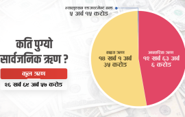 एक वर्षमै उठाइयो साढे ४ खर्ब सार्वजनिक ऋण, पौने २७ खर्ब पुग्यो ऋणभार