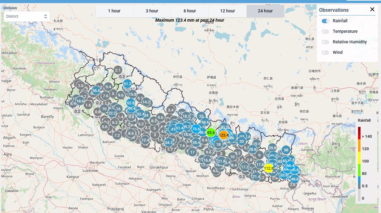 काठमाडौं उपत्यकासहित अधिकांश स्थानमा वर्षा, मधेशमा हल्का मात्र पानी पर्‍यो