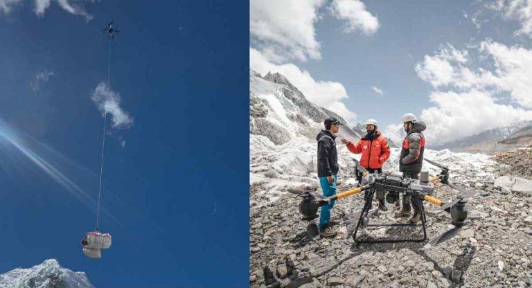 ड्रोनमार्फत सगरमाथा क्षेत्रको फोहर संकलनमा एयरलिफ्टलाई विवाइडीको साथ