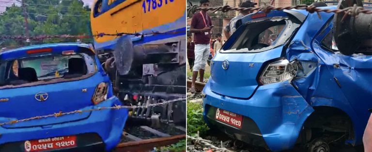 जनकपुरमा रेल र कार ठोक्किए