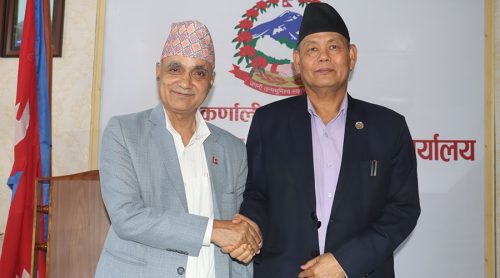 खेलकुदमन्त्रीलाई कर्णालीका मुख्यमन्त्रीको आग्रह : फेरि नसर्ने गरी दशौँ राष्ट्रिय खेलकुदको मिति तोक्नुस्