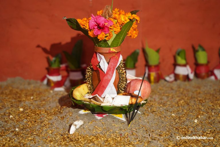 हनुमानढोकाको दशैंघरमा राखियो जमरा (तस्वीरहरू)