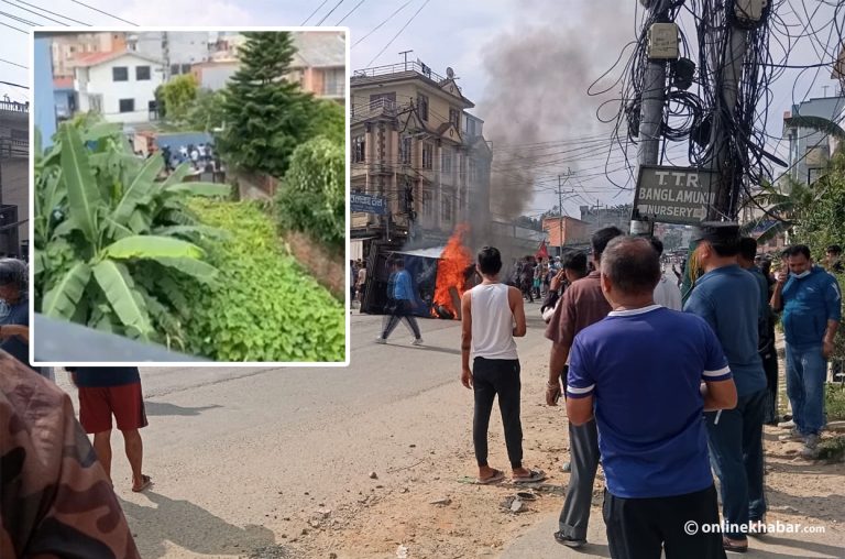 प्रचण्ड निवासमा तोडफोड, नजिकको प्रहरी बिटमा आगजनी
