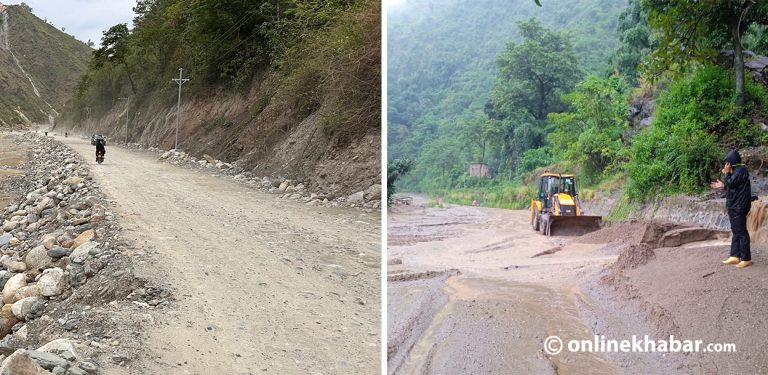 एक वर्षदेखि घिस्रिएको बीपी राजमार्ग : यात्रुलाई दशैंमा घर जाने चिन्ता